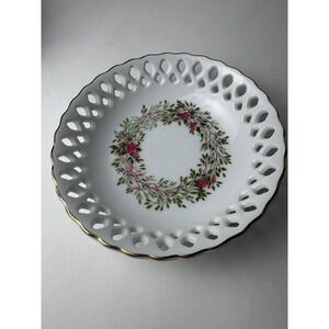 Vintage‎ 1988 Avon Happy Birthday Reticulated Porcelain Floral Rose Bowl 6"